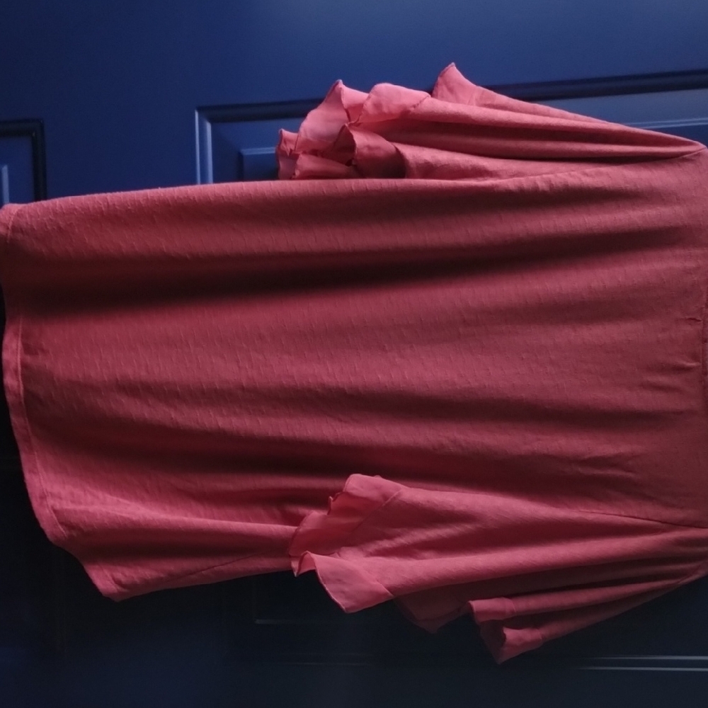 ONE WORLD Pink Flutter Sleeve Blouse with Ruffled Details - Picture 2 of 7